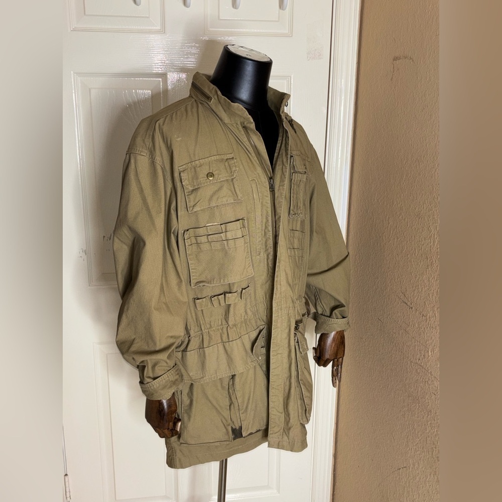 Vintage Banana Republic Safari Jacket Large Tan Photography Packable Hood​​​ - Picture 5 of 12